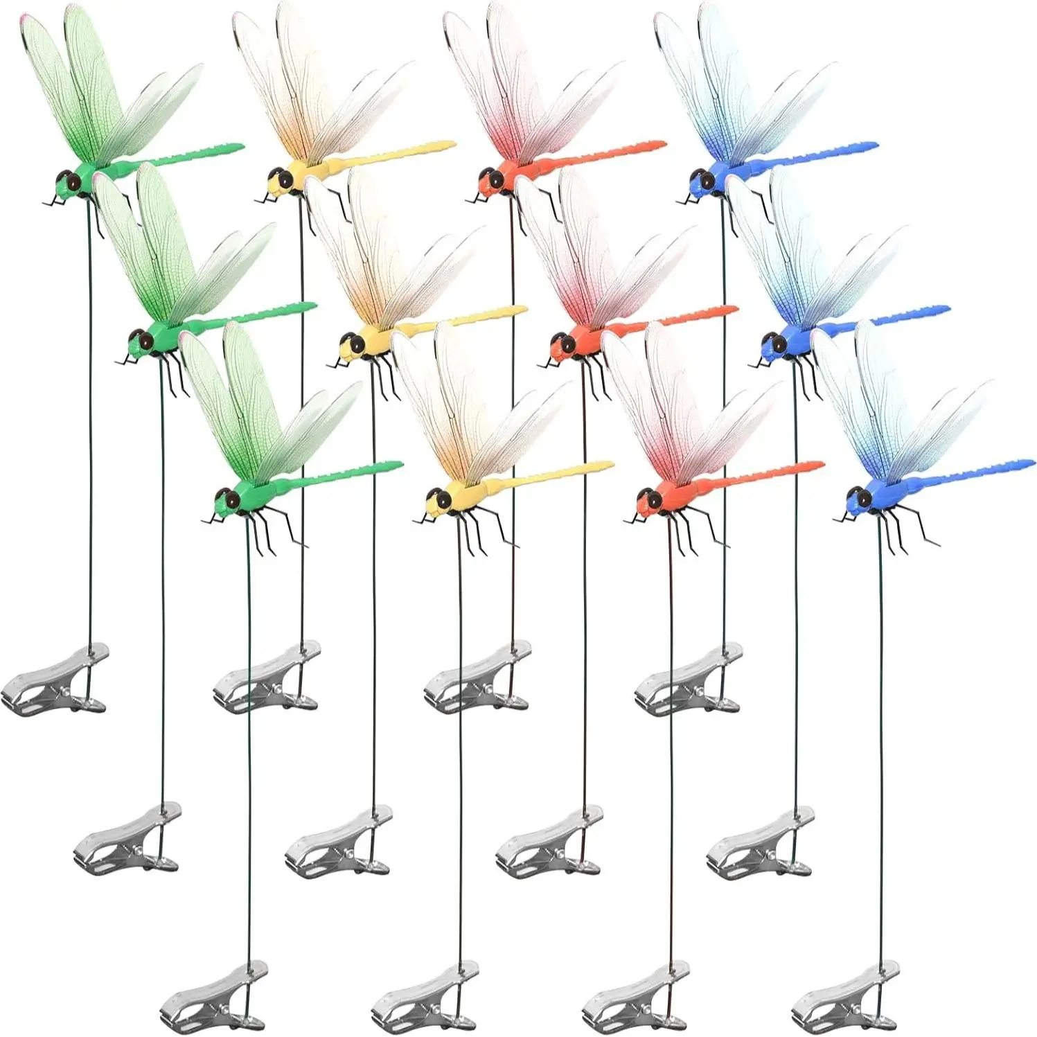 12 Pieces of Dragonfly Garden Decoration, 3D Dragonfly-shaped Inserts, Suitable for Garden Decoration, Housewarming Gifts, and Children's Pet Toys