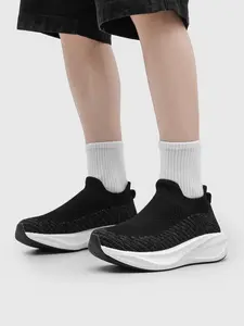 Men's Casual Sports Shoes, Textile Upper Slip-On Comfortable Breathable Lazy Person Shoes, Unisex Thick Sole Height Increase Walking Shoes