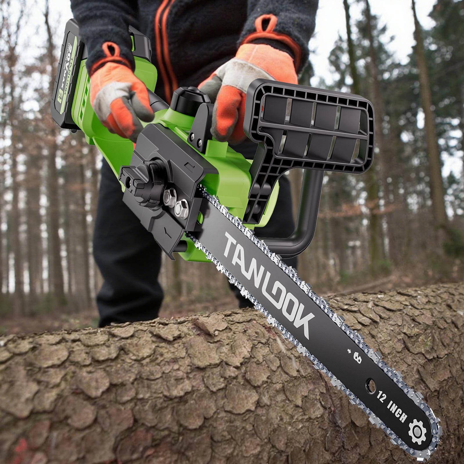 Outdoor Cordless Chain saw 12" Wide Guide Rail–Compact handheld electric chainsaw,equipped,2×4Ah batteries,highly efficient for wood cutting,tree trimming and pruning–ideal for woodworkers and DIY enthusiasts garden gadgets yard tool gardening work MJ3