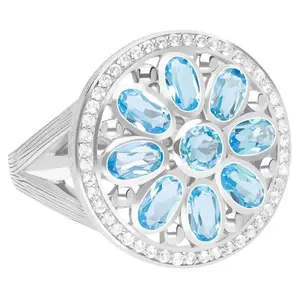 Ariva Sterling Silver Gemstone Medallion Ring