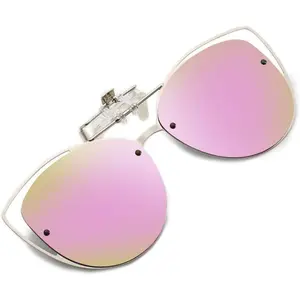 EyeconicFinds Women's Polarized Cat Eye Clip on Sunglasses with Flip up Function for Glasses B2670