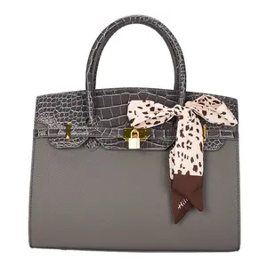 Scarfed Croc Combo Satchel Handbag