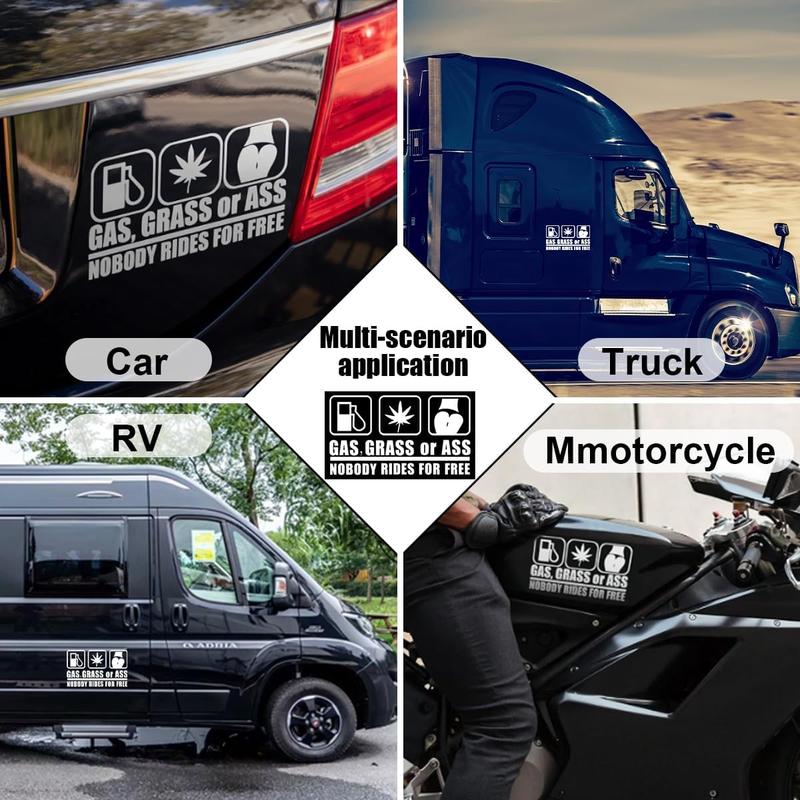 Gas Grass or Ass Stickers for Cars, Nobody Rides for Free Car Vinyl Decal Sticker, Funny Wall Sticker, Car Bumper Decoration Accessories for Car Trucks SUV Window Wall Laptop