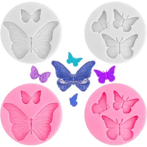 4 Pcs Mini Butterfly Silicone Chocolate Molds for Cake Decorating