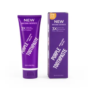 Purple Toothpaste - 3X Whitening, Stain Removal, Long-Lasting Fresh Breath, Brightens White & Yellow Teeth, 6 Probiotics for Oral Health