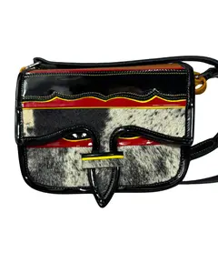 CARRIEL PAISA MINI DARK BROWN Crossbody Bag - Modern & Functional Design with Leather & Patent Leather, 5 Pockets, Adjustable Strap, Ideal for Everyday Use