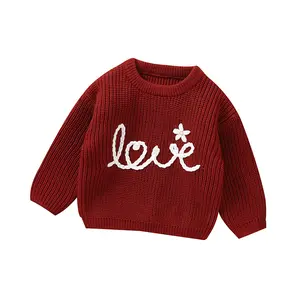 Mimixiong Knitted LOVE Embroidery Newborn Sweaters Cardigans Clothes Kids Clothing
