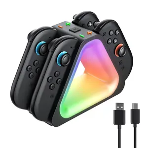 JORREP Charging Dock for Switch 2,Switch 2 Joycons Dock for 4 Joycon,Joycons Charger Stand Station with LED Indication and USB Type-C Charger Cable Console Portable