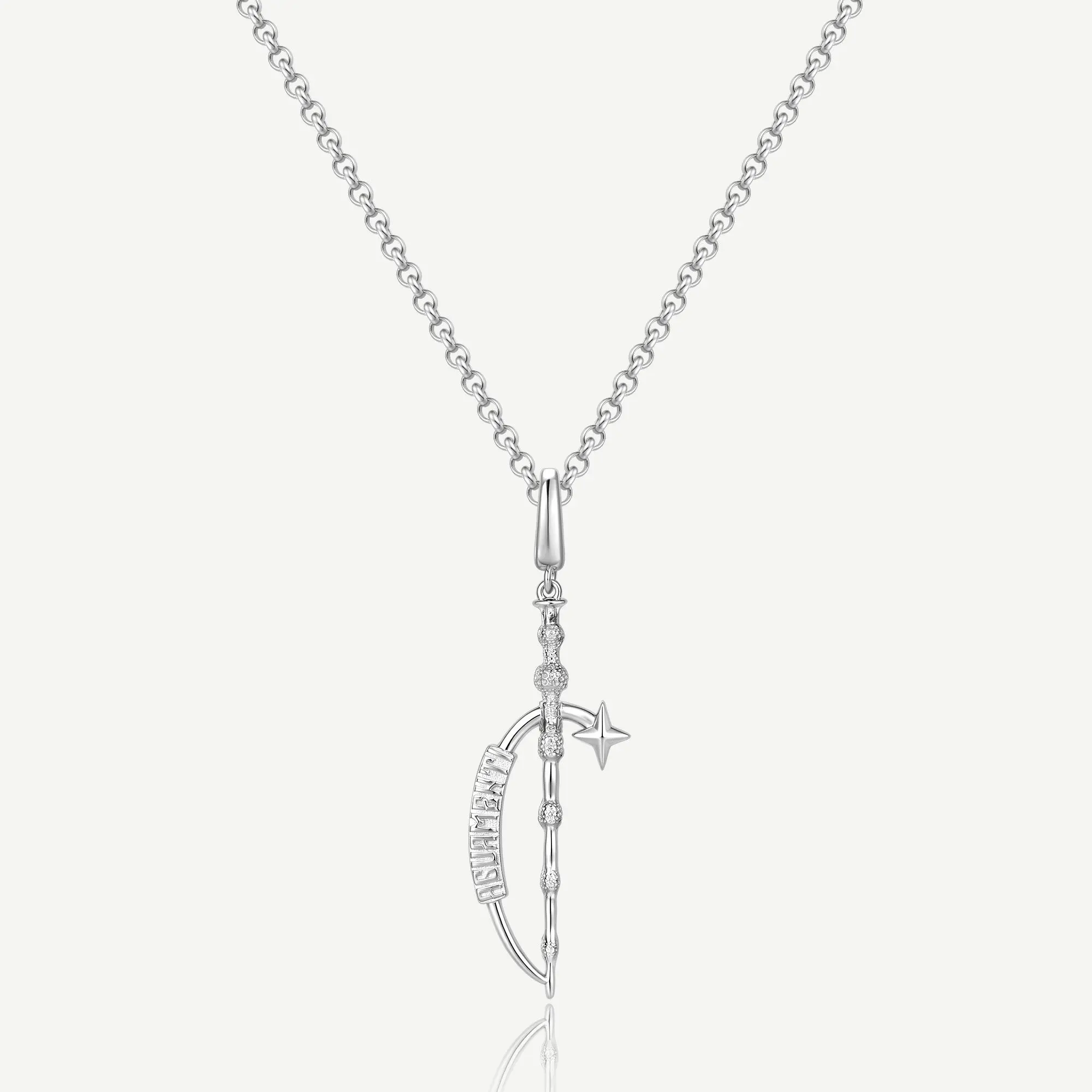 Harry Potter Pendant Necklace - Unisex Dumbledore's Elder Wand Form Charm, Polished Silver & Gold Options, 2 Colors, Engraved Magic Incantations, for Female Daily Wear (Silver Necklaces & Pendants Jewelry Accessory), Engraved Spells, Polished Finish, Two