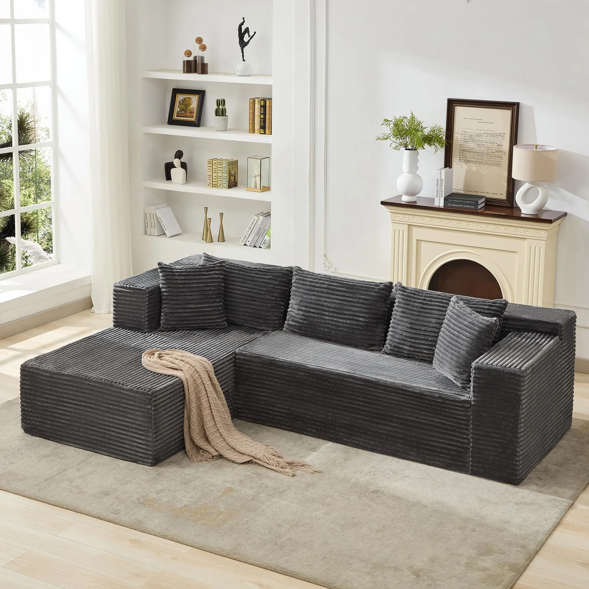 Garvee Cloud Modular Sofa, 106-inch Modular Sofa, Comfortable and Plush L-Shaped Living Room Sofa, Large Deep-Seat Sofa Bed, No Assembly Required