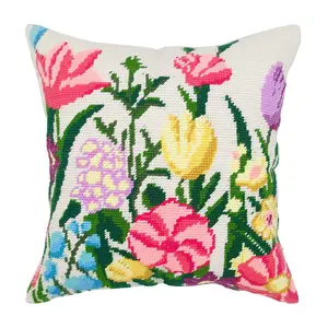 Needlepoint Pillow Kit - Colorful Flowers