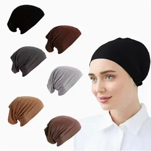 6pcs Women’s Stretchy Breathable Turban Caps - Solid Color Lightweight Beanies for Chemo, Sleep, or Hijab, Sleep Caps | Simple Elegant Design | Secure Fit Cap