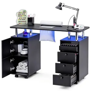 Professional Rolling Manicure Table Nail Desk For Nail Tech, Beauty Salon Workstation, Nail Technician Desk For Salon Or Home Use