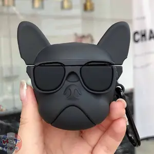 Black Bull Dog Silicone Case for Airpods 1/2 Headphones Airpod Pro Case Silicone Case Cover