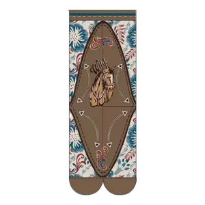 JY Designs Men's Urban Cowboy Brown & Blue Western Crew Sock MJ24616C