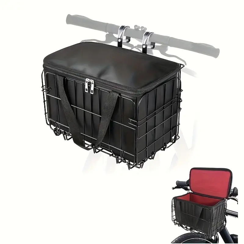 Collapsible 2pcs Bike Basket Set Removable Liner Bag Large Capacity Storage Solution Universal Fit for Bicycle Scooter Electric Vehicle Cycling Essential Add-On Bike Accessories Perfect for Commuters & Outdoor Adventure Enthusiasts