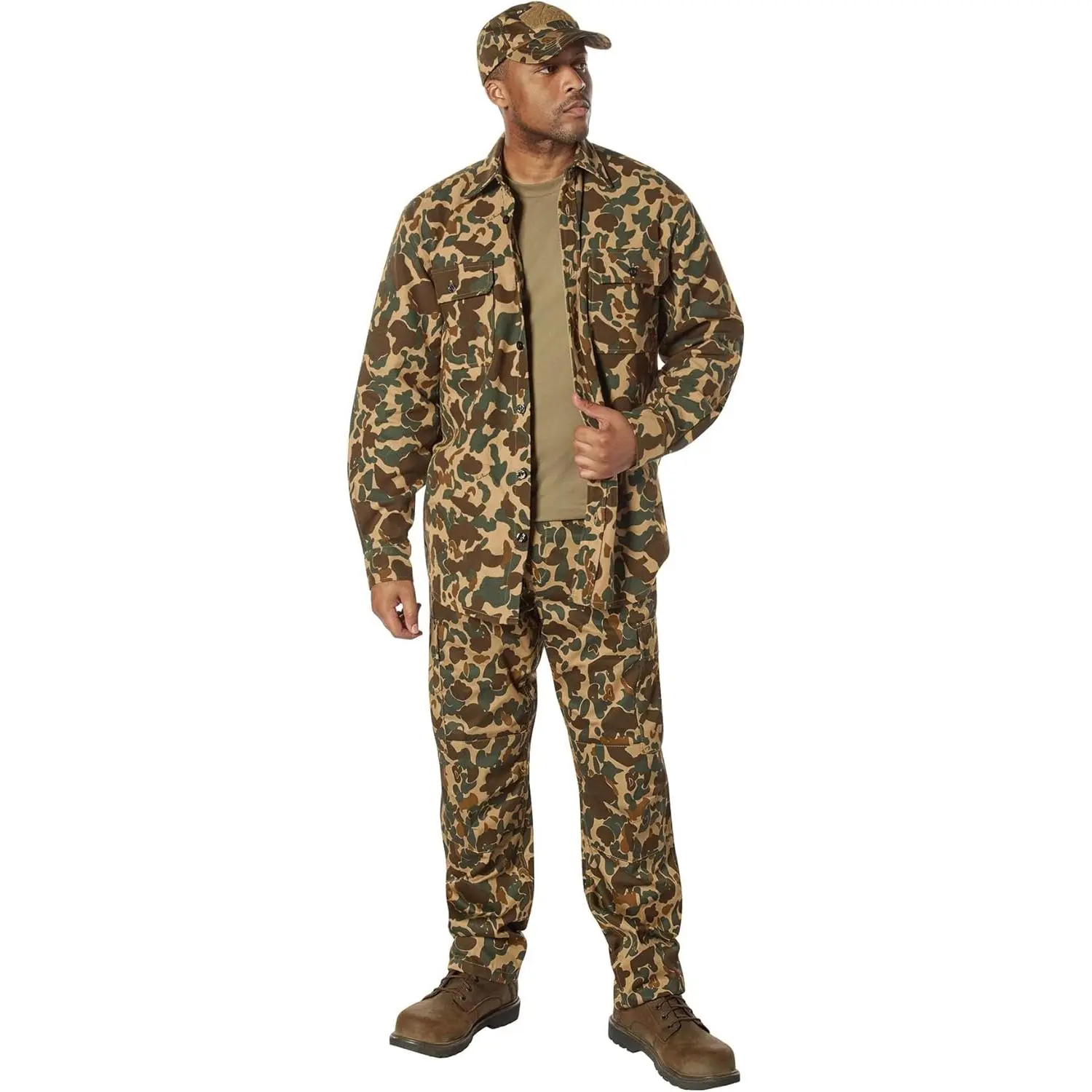 ROTHCO x Bear Archery Men's Fred Bear Camo Flannel Shirt - Warm & Breathable Heavyweight Cotton Outdoor Hunting Shacket, Breathable Fits, Jacket, Long Sleeve, Small, Foldable, Casual Shirts, Collared