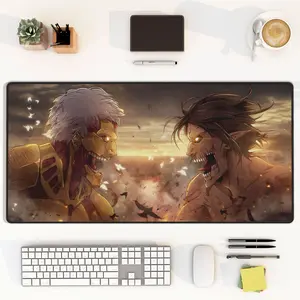 [Sale Up To 50%] Attack on Titan Eren vs Armored Titan Desk Mat , Neko Mouse Pads