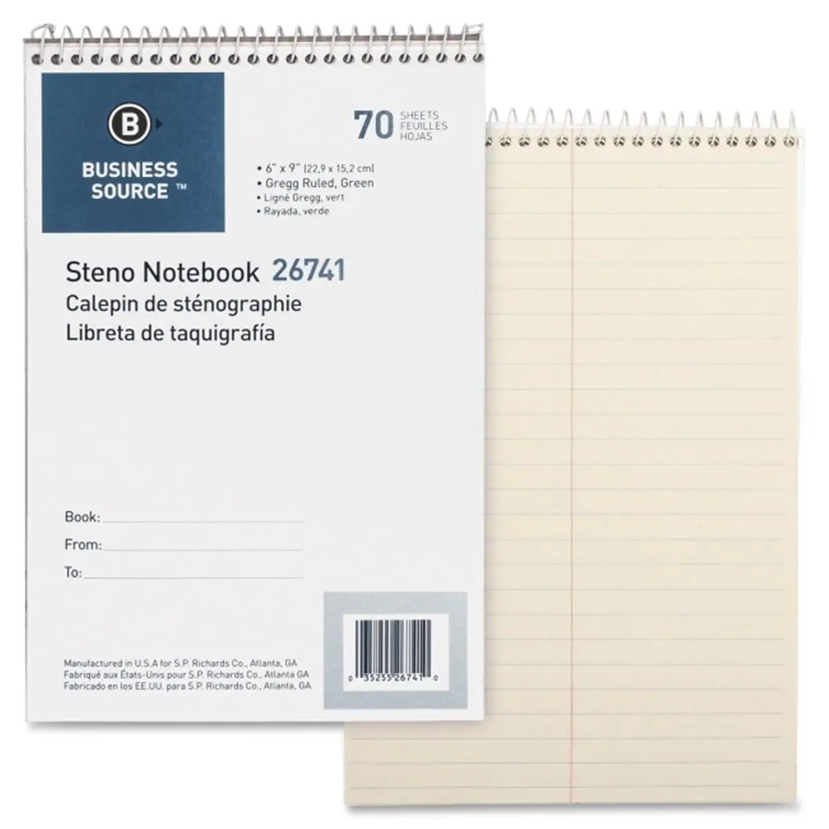 Business Source Wirebound Steno Notebooks for Stenography, Featuring Wire Coil Ends, 20 Point Single-Sided Coated Cover, Writing Support, 20 Point Cover Coated On One Side