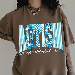 Comfort Colors Autism Support Shirt, Retro Accept Understand Love Design, Neurodiversity Puzzle Graphic, Checkered Leopard Autism Awareness Shirt, April Autism Awareness