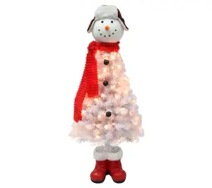 Puleo Pre-Lit 4' Snowman Christmas Tree with 100 Lights