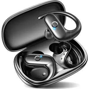 Black Over Ear Buds with Deep Bass Sound, 60 Hours Playtime, Redesigned Comfort Fit with Earhooks for Running, Meeting, and Workout