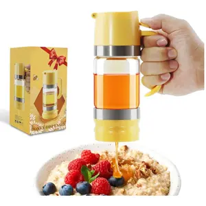 Glass Honey Dispenser No Drip - 9 OZ Honey Pot Honey Jar with Handle - Maple Syrup Dispenser