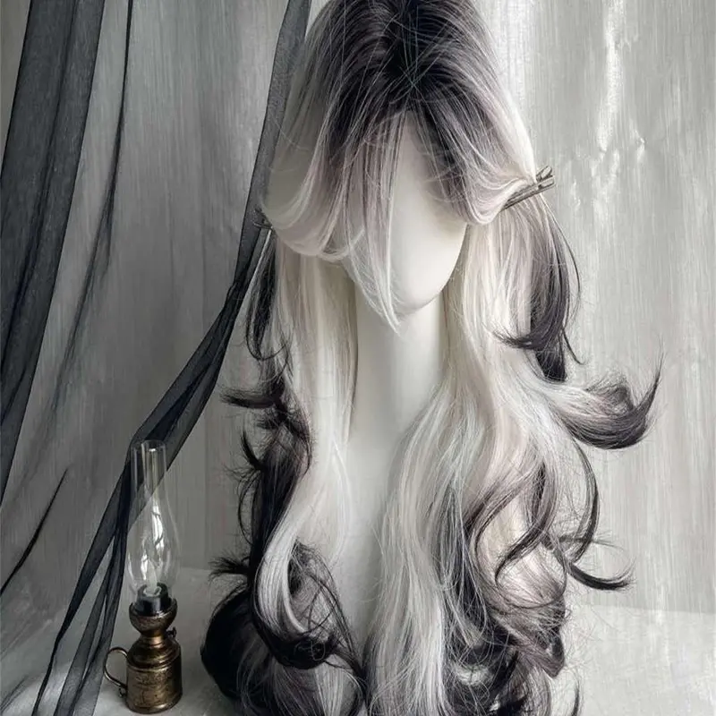Women's Gradient Long Curly Wig, Heat Resistant and Voluminous, Fluffy Wave Wig, Ideal for Daily Wear, Party Styling, Role Play, Western Market Popularity, Wavy Wigs, Wavy Ombre Wig, Fashion Fluffy Wigs