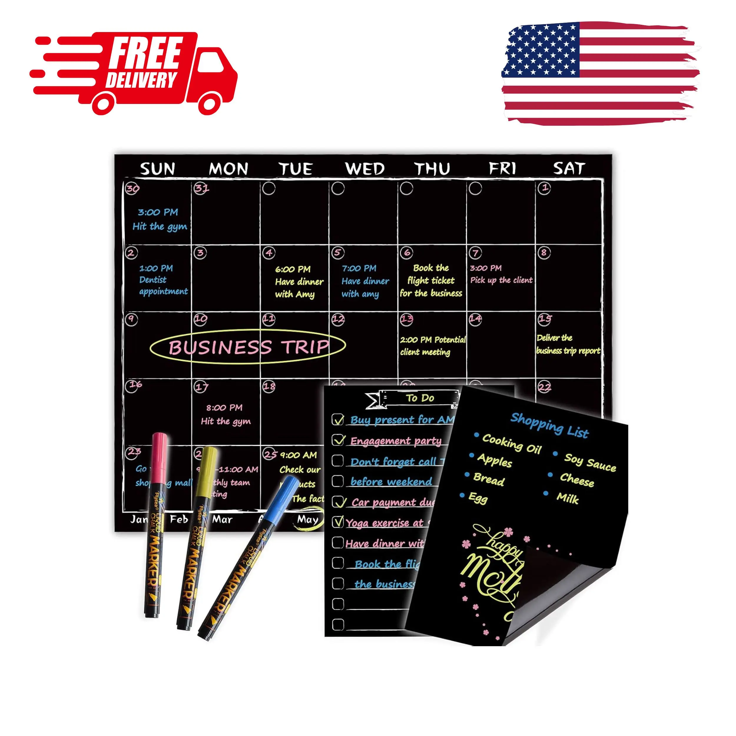 Magnetic Chalkboard Monthly Calendar