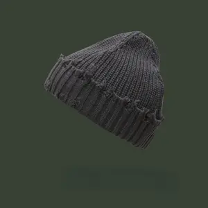 Distressed Beanie Hat - Lightweight Stretchy Unisex Winter Skull Cap with Frayed Edges, 4 Colors (Black/Dark Grey/Beige/Light Grey) for Men & Women, Casual Streetwear Fashion, Autumn Headwear, Outdoor Headwear, Urban Fashion, Hand Washable, Fashion Enthus