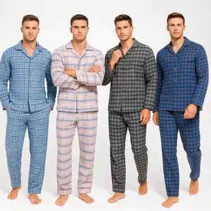 4 Pack: Men's Cotton Flannel Plaid Woven Pajama Loungewear Set 2 Top's And 2 Bottom's Sizes S-XL