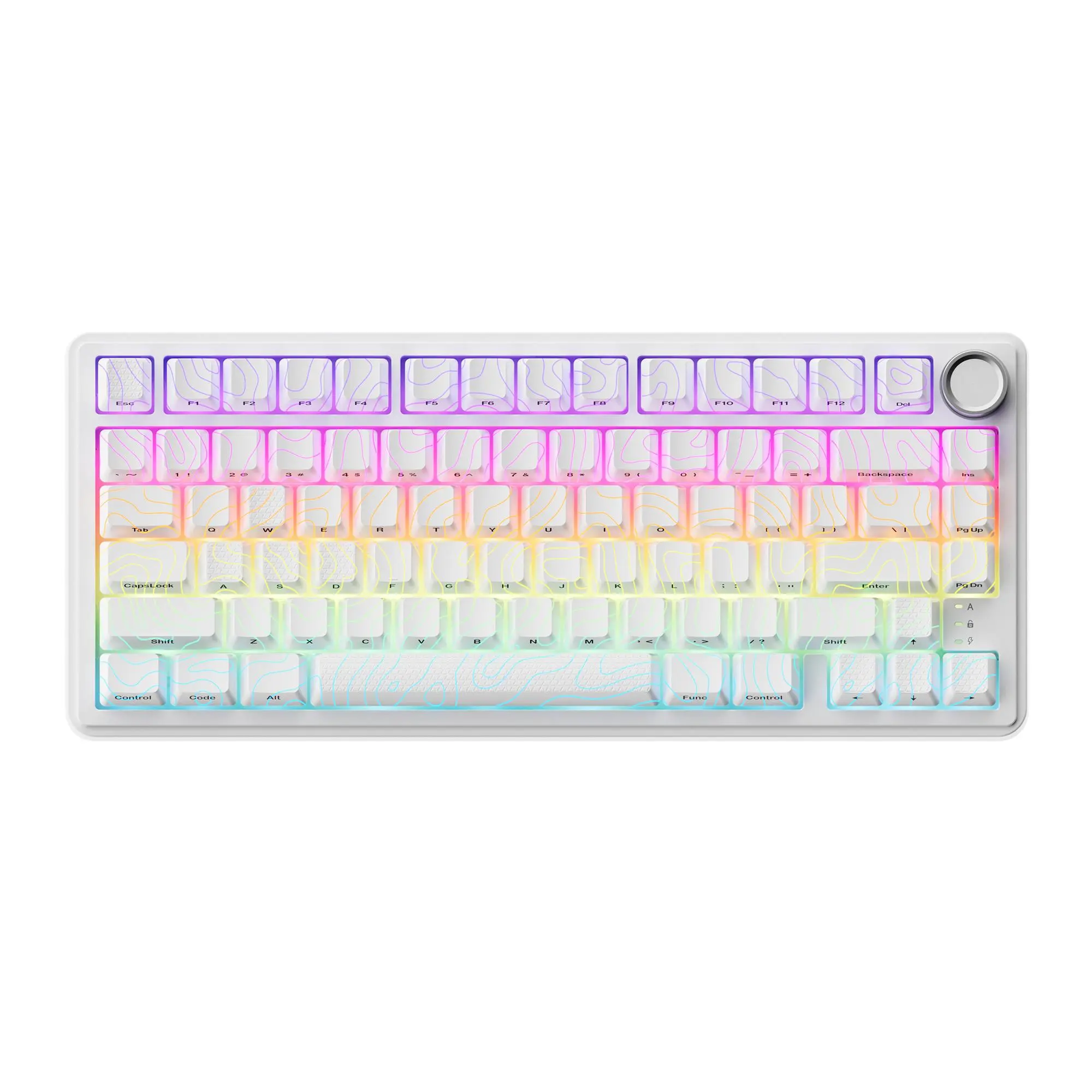 XVX M75 Tri-Mode 75% Mechanical Gaming Keyboard with Knob, Topography IMD-Tech keycaps, Hot-Swappable, USB Charging, RGB Backlight, PBT Heart corner legend Keycaps, Multimedia Scroll Wheel, Creamy Keyboards PC accessories, Creamy Keyboard, Wireless