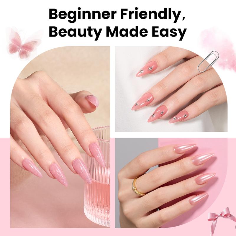 Beetles Tipex Instant Apex Nail Extension Tips Kit - with Jelly Gel Polish Base Gel Top Coat Cuticle Oil Almond Shape Thick Acrylic Nail Flat Nails Manicure Gel press ons Nail Art DIY Nails Art  Nail Glue Spring Nail Valentine Gift Flower