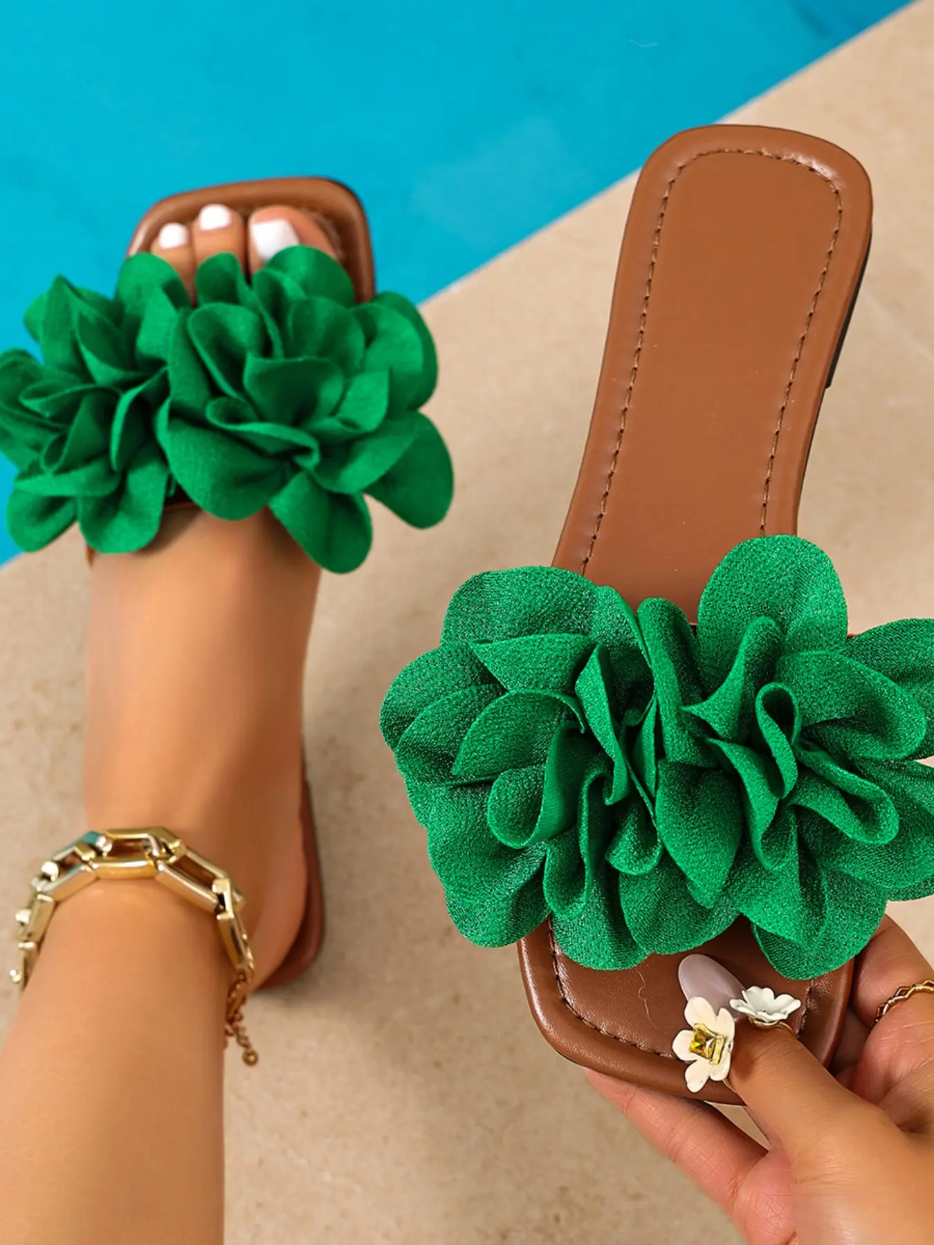 2026 Boho Ethnic Pattern Sandals, Wide Strap Square Toe, Soft Rubber Sole, Comfortable Non-Slip, Spring Summer Essential Shoes, Boho Style Sandals