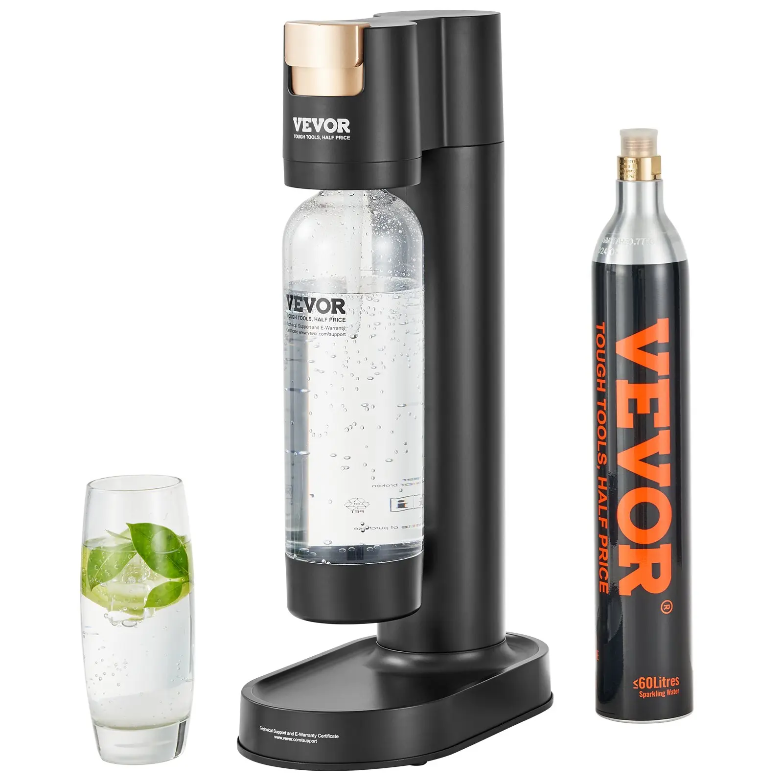 【Summerfinds】VEVOR Automatic Portable Travel Sparkling Water Maker Starter Kit, Home Carbonating Soda Machine with BPA-Free 1L Bottle, CO2 Cylinder, Compatible with Mainstream Screw-In 60L CO2 Cylinders for 0 Sugar, Additive-Free Natural Drinks, Zero Suga