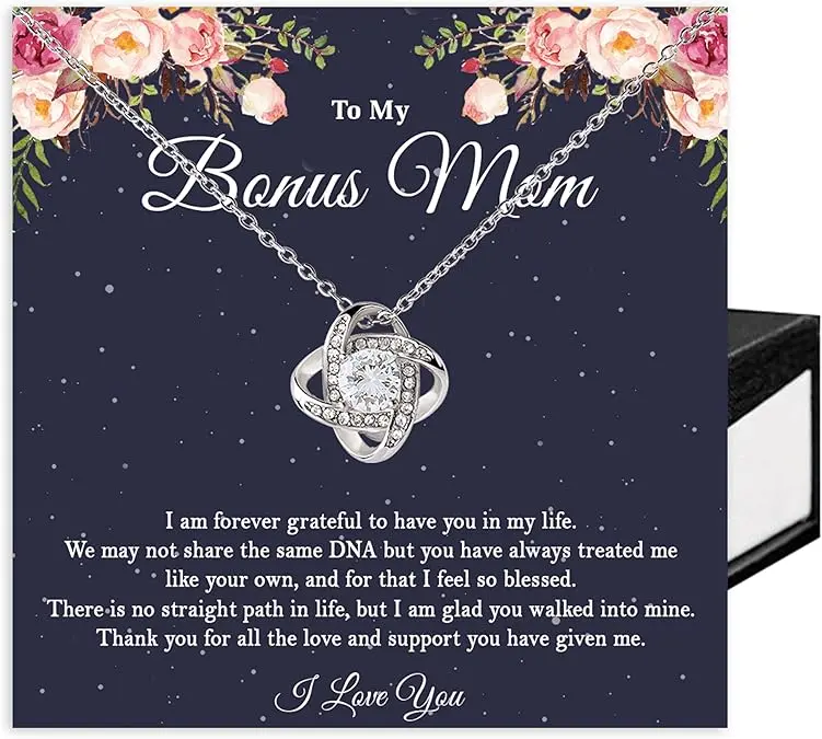 Bonus Mom Necklace, Love Knot Necklace, Gifts For Step Mom, Mother's Day Gift For Bonus Mom, Step Mom Gifts, Bonus Mom Gifts, Bonus Mom Jewelry From Daughter/Son on Birthday, Christmas