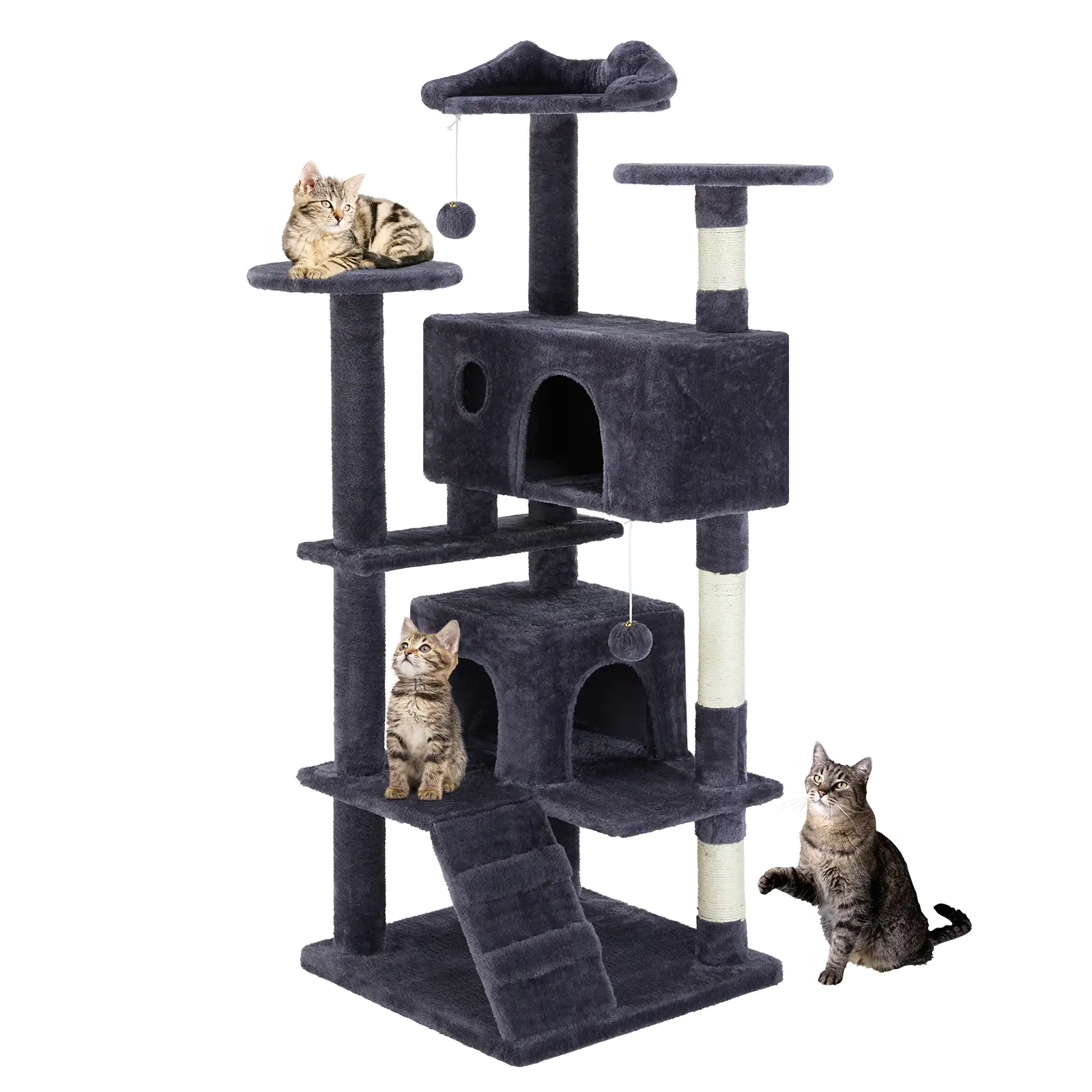 Cat Climbing Shelf, 54-Inch Post Cascading, Indoor Playhouse, Cozy Nest, Durable, Space-Saving Design, Gift for Pet Owners