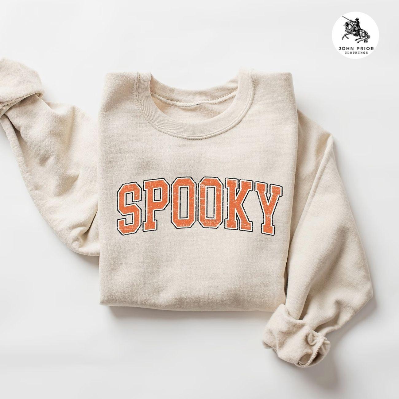 Stay Spooky Sweatshirt, Retro Spooky Text Halloween Sweatshirt, Halloween Gift Spooky Season Shirt, Unisex Crew Neck Pull Over Unisex Graphic Tops