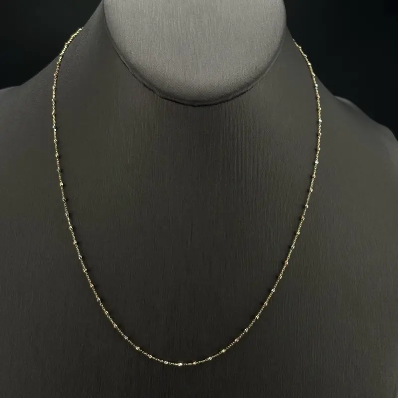 14k Gold 3-Color Chain, Adjustable 16-18 Inches Fine Jewelry Necklace