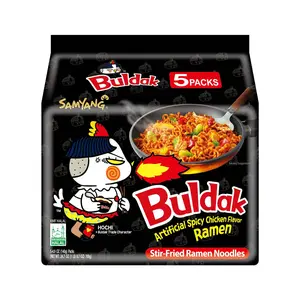 Samyang Buldak Hot Ramen Noodles Artificial Spicy Chicken Flavor Stir-Fried Ramen Noodles 5 Packs, Spicy Noodles flavors, Instant Noodles,