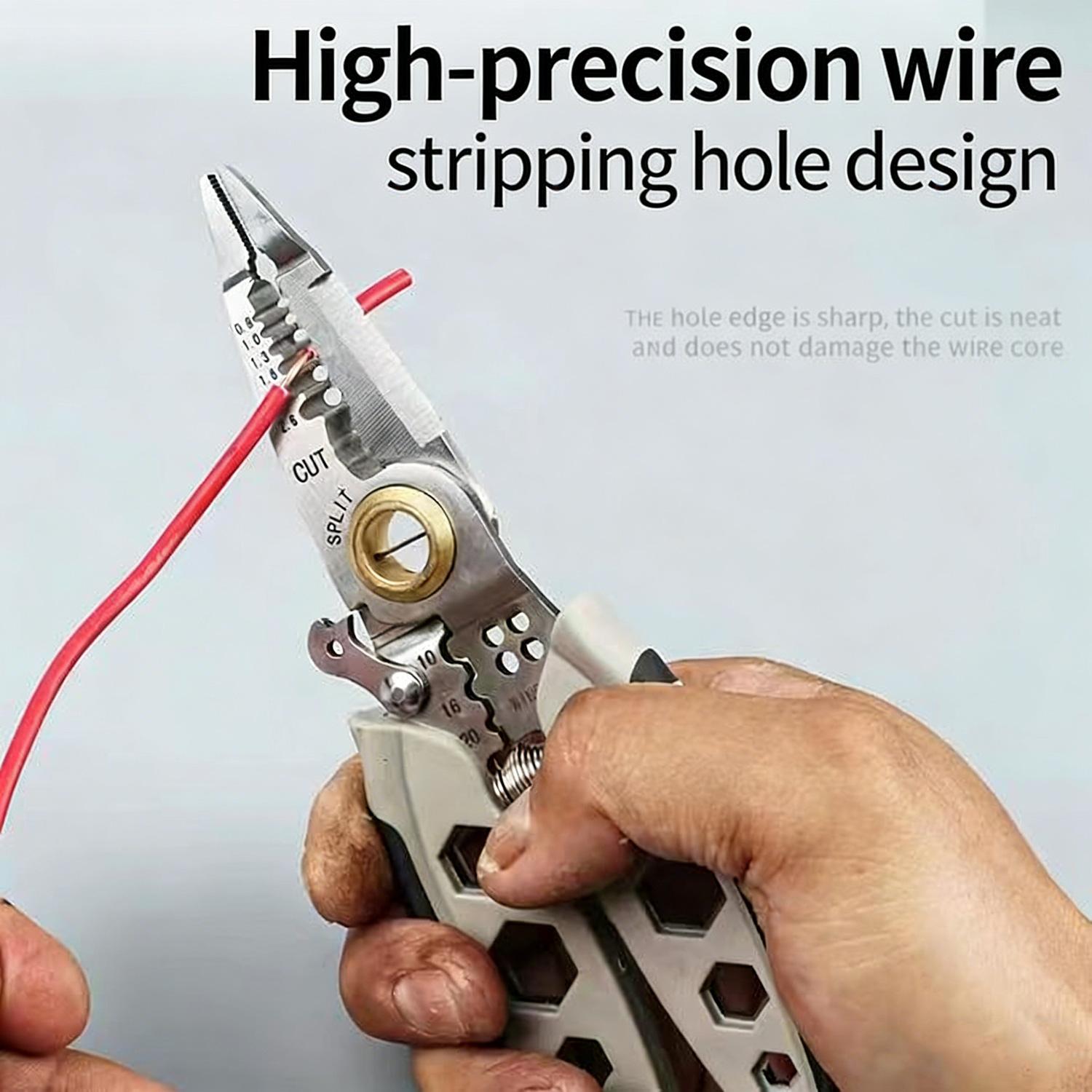 Multi-Functional Wire Stripper 7 Inch Stainless Steel Cable Cutter Electrician Tool for Wire Stripping Cutting and Crimping Multi-Functional Wire Stripper 7 Inch Stainless Steel Cable Cutter Electrician Tool for Wire Stripping Cutting and Crimping