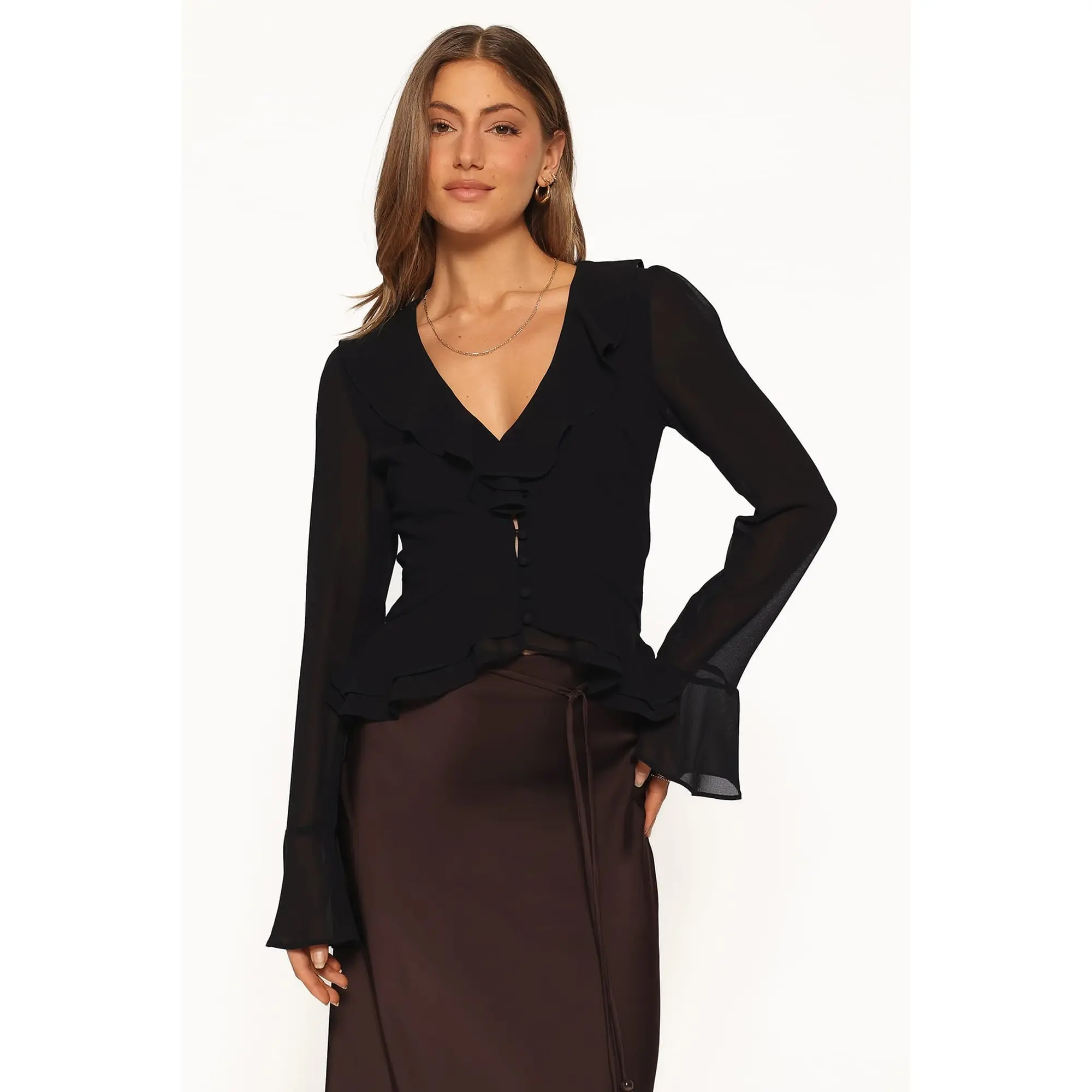 Vilma Ruffle Top - Black