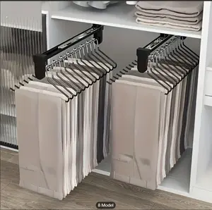 1pc Smart Adjustable Pull-Out Hanger ，Telescopic Multifunctional Household Wardrobe Pants Drawer Cabinet, Built-in Draw And Pull Telescopic PantsRack,Household ltems Space-Saving,Clothes Rack Perfect for Bedrooms,Bathrooms & Closets Organiser