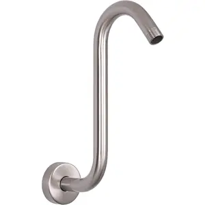 S Shaped Shower Arm, High Rise Shower  Extension Pipe Standard 1/2" Connection with Flange, Awesome Shower Experience-Stainless Steel Bathroom Accessory(10 Inch S Shape, Brushed Nickel)