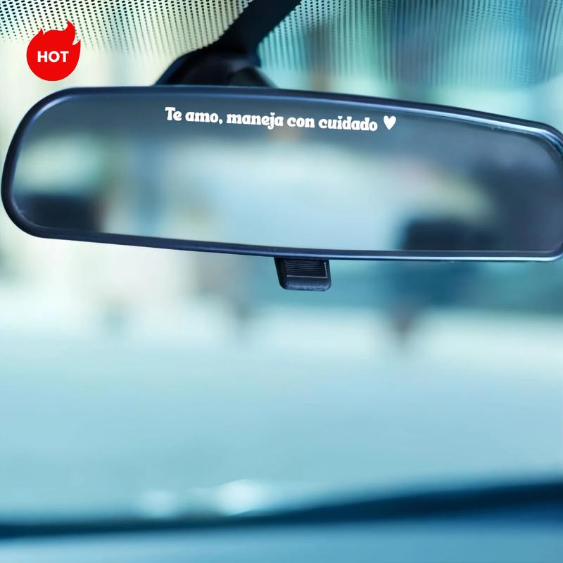 4PACK Te Amo Maneja Con Cuidado Car Decal for Rearview Mirror & Windshield Simple Design for Safe Driving Ideal for Drivers & Car Enthusiasts Vehicle Exterior Decoration Sticker