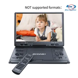 [MYDASH] 14.9" Portable DVD Player, 12.5" Swivel HD Screen CD Player, Dual-Speaker Stereo Sound Audio Player, 6 Hrs Rechargeable Battery, Region Free, Remote Control, Sync TV/CD/USB/SD Multi-Format Support,no blu-ray