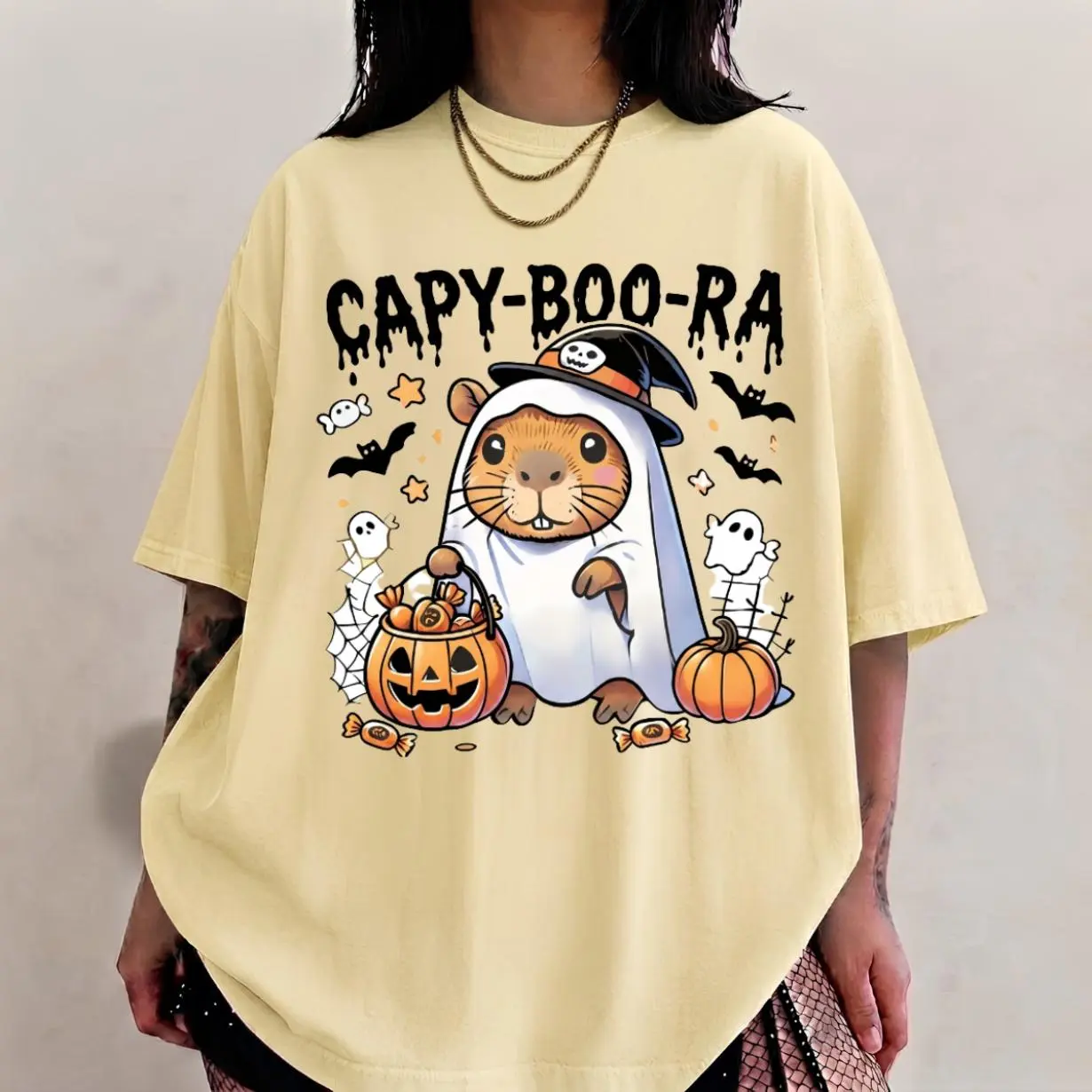 Comfort Colors Capy Boo Ra Halloween Shirt, Cute Ghost Capybara Tee, Spooky Season Graphic T Shirt, Funny Capybara Halloween Gift, Unisex Fall Apparel