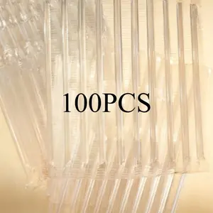 100 Disposable Plastic Straws, Transparent Small Straws, Individual Packaging, Includes Insert Aid, Perfect for Beverages
