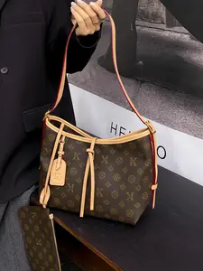 Elegant Women's Crossbody Shoulder Bag, PU Leather Retro Style, Large Capacity All-Over Print, Perfect for Shopping & Daily Use