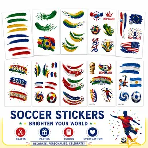 GLAD & HANDY Soccer Face Tattoos and Cheek Decals, 10 Sheets Temporary Stickers for Adults, Team Spirit Fan Accessories for Match Day and Watch Parties